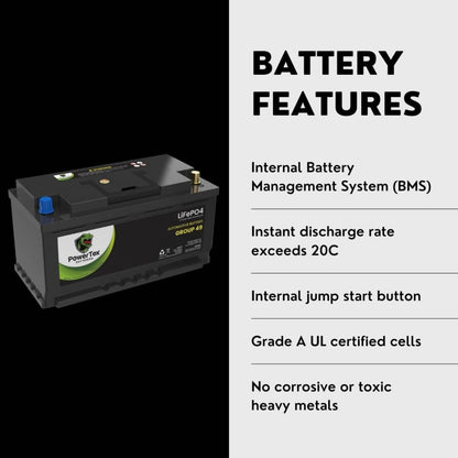 PowerTex2019 BMW 750i xDrive Car Battery BCI Group 49 / H8 Replacement Lithium LiFePO4 Automotive Battery