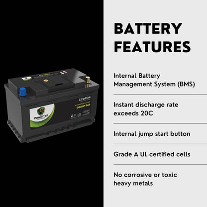 PowerTex 2016 Mini Cooper Car Battery BCI Group 94R / H7 Lithium LiFePO4 Automotive Battery - PTLG94R-1145