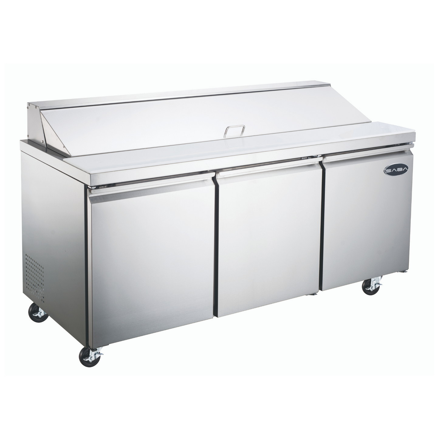 SABA - 72" Three Door Commercial Sandwich Prep Table with 18 Pans -  SPS-72-18