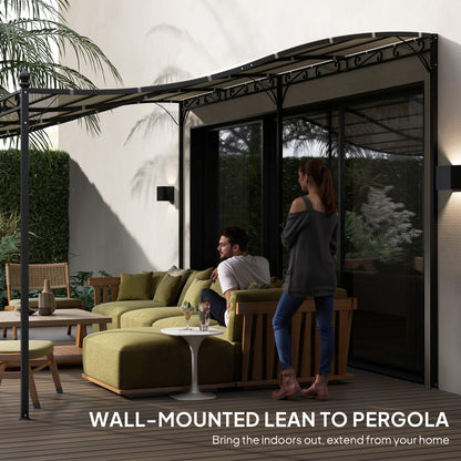 Outsunny 10' x 16' Wall-Mounted Metal Patio Canopy with Drainage Holes, Cream White - 84C-582V00CW