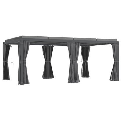 Outsunny 12' x 19' Aluminum Pergola with Adjustable Louvers, Curtains & Netting, Dark Gray- 84C - 509V00CG