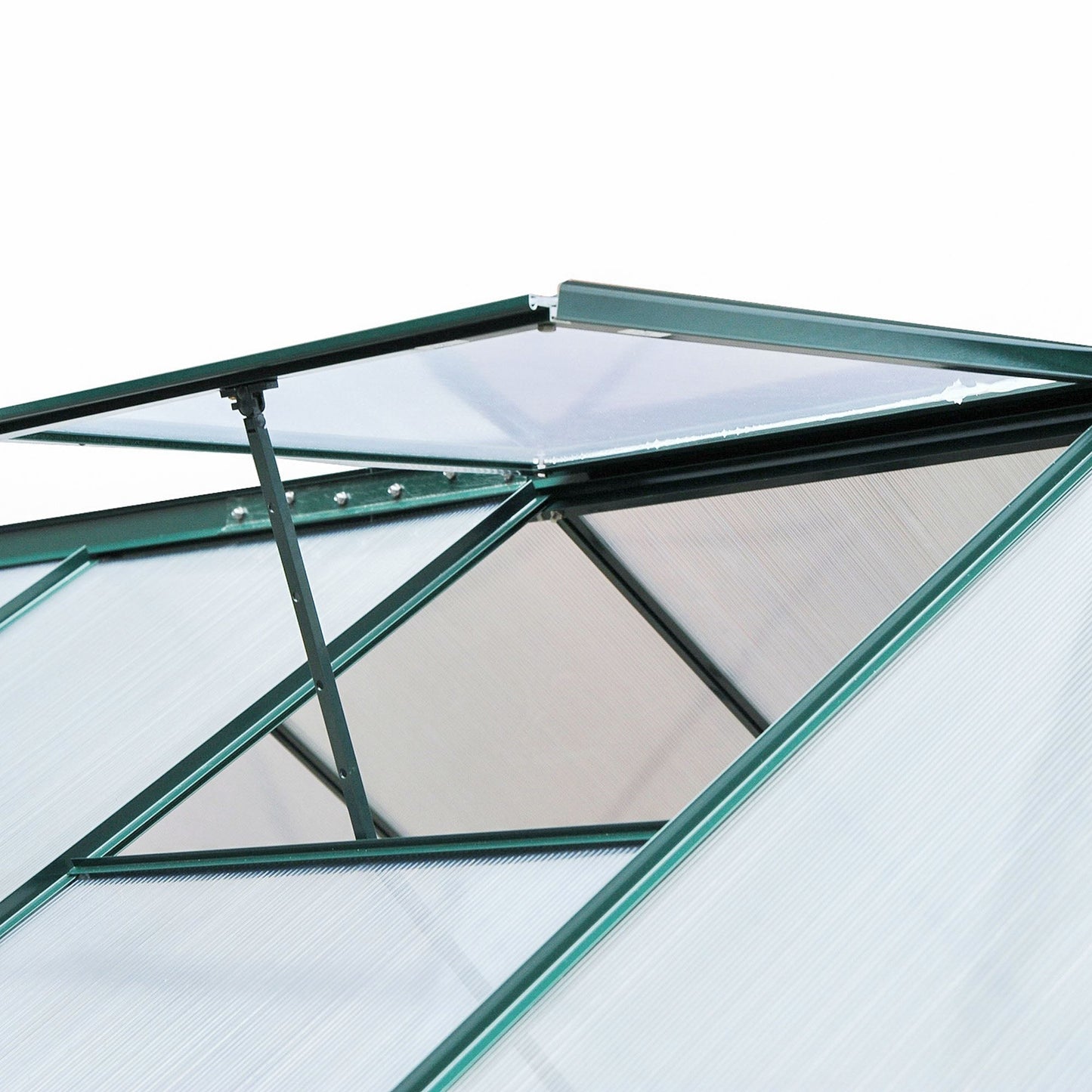Outsunny BloomGreen 6' x 8' Greenhouse with Rain Gutter and Roof Vent Dark Green - 845-059