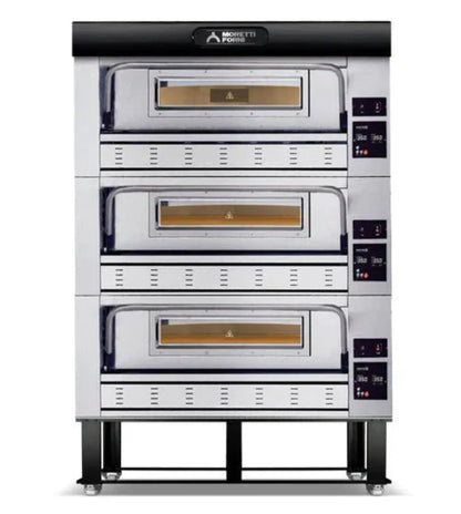 AMPTO Gas Pizza Oven P110G 44'' x 44'' x 7'' (Chamber) - 3 Decks - P110G B3