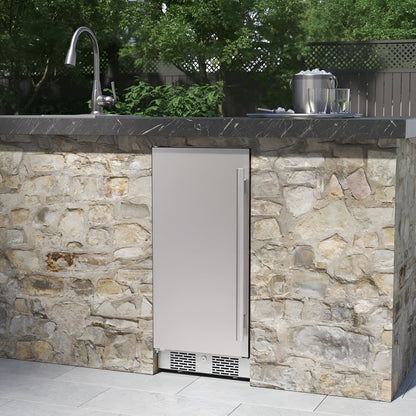 Avallon 15 Inch Wide 3.3 Cu. Ft. Outdoor Compact Refrigerator with LED Lighting and Left Swing Door Model AFR152SSODLH
