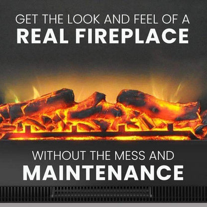 Cambridge Sienna 34-in Electric Fireplace Heater with Slate Blue Mantel, Enhanced Log Display, Multi-Color Flames, and Remote Control - CAM3437-1SBLLG3