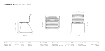 HOUE CLICK Outdoor Dining Chair - No Armrests