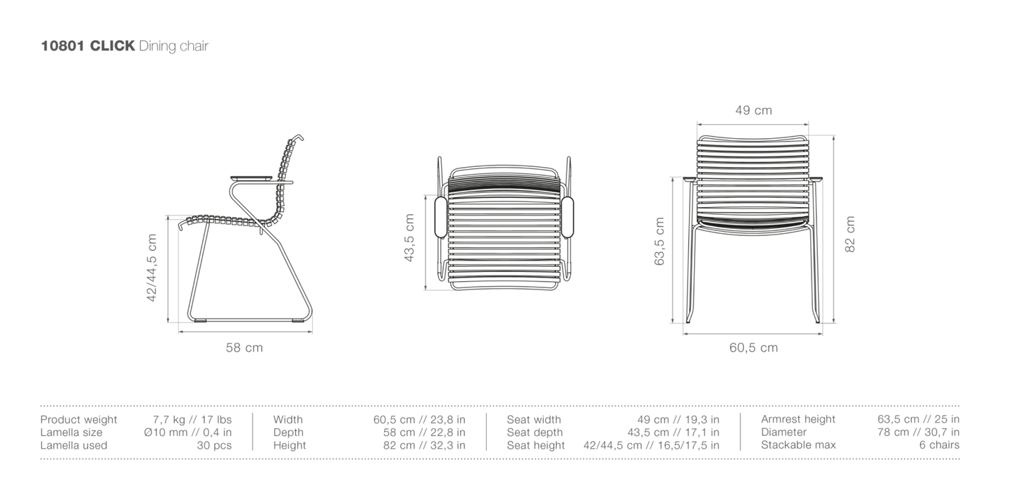 HOUE CLICK Outdoor Dining Chair w/Armrests