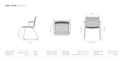 HOUE CLICK Outdoor Dining Chair w/Armrests