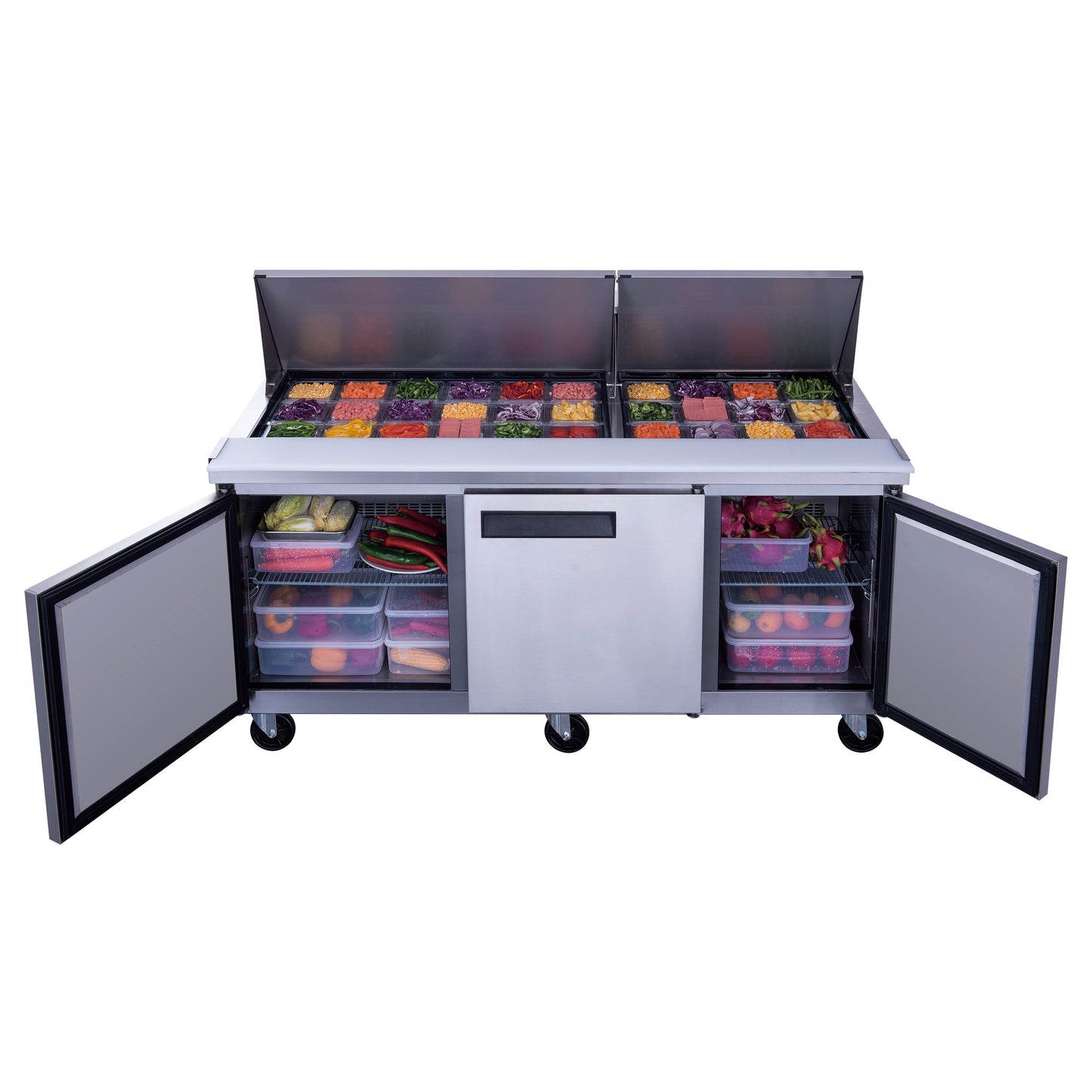 Chef AAA - TSP72M Commercial 72" 30 Pan Salad Sandwich Food Prep Table Refrigerator Mega Top - TSP72M