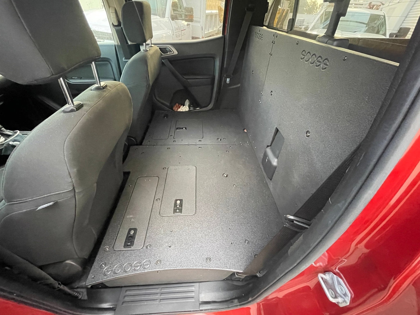 GOOSE GEAR Ford Ranger 2019-2023 4th Gen. Super Crew - 100% Second Row Seat Delete Plate System - 4619-GGR-SH