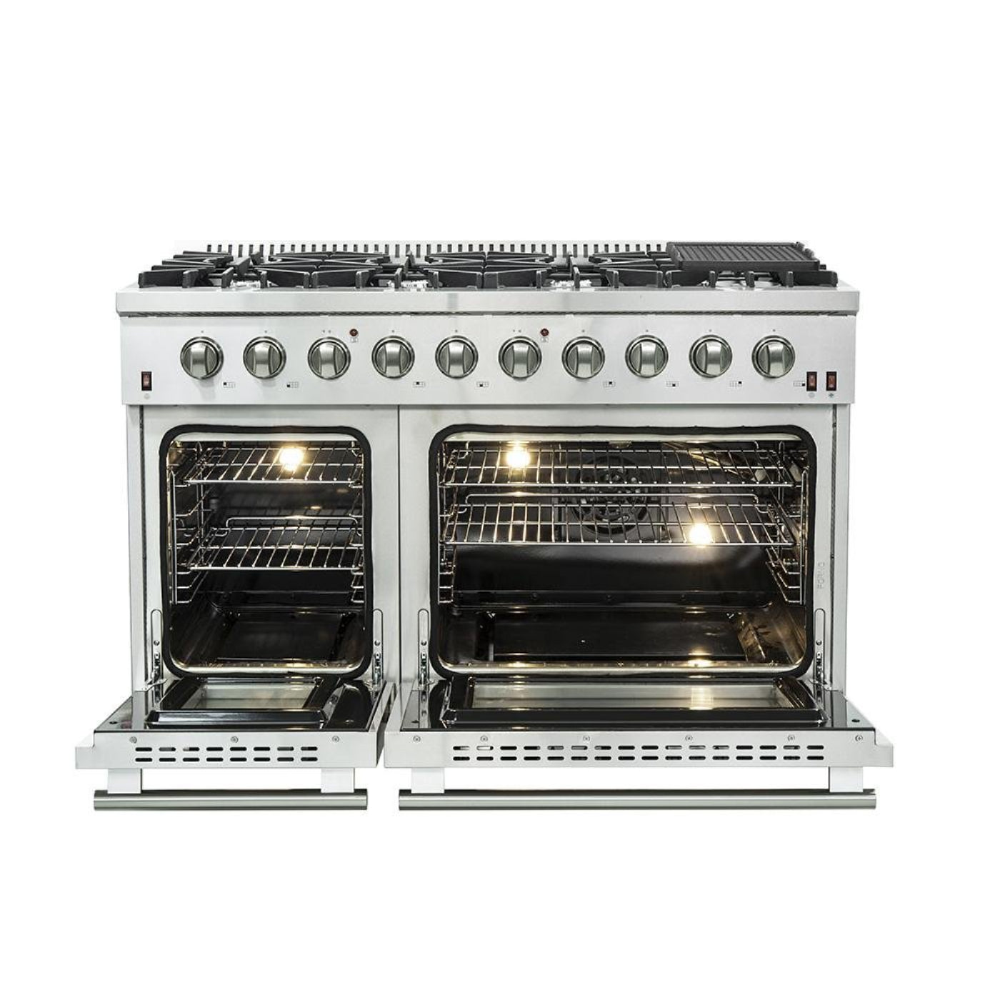 Forno 3-Piece Appliance Package - 48-Inch Gas Range, French Door Refrigerator, and Dishwasher in Stainless Steel - AP3-6244-48