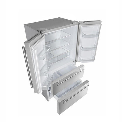 Forno 3-Piece Pro Appliance Package - 48-Inch Dual Fuel Range, French Door Refrigerator, and Dishwasher in Stainless Stee -0 AP3-6187-48l