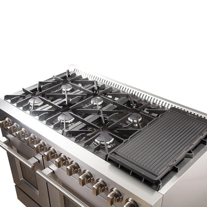 Forno 4-Piece Appliance Package - 48-Inch Dual Fuel Range, Refrigerator, 24-Inch Microwave Oven, & 3-Rack Dishwasher in Stainless Steel - AP4-6156-48-MWO