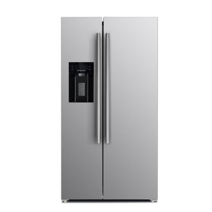 Forno 5-Piece Appliance Package - 36-Inch Gas Range, Refrigerator with Water Dispenser, W - APW5-6244-36-H-MWD - APW5-6244-36-H-MWDall Mount Hood, 24-Inch Microwave Drawer, & 3-Rack Dishwasher in Stainless Steel