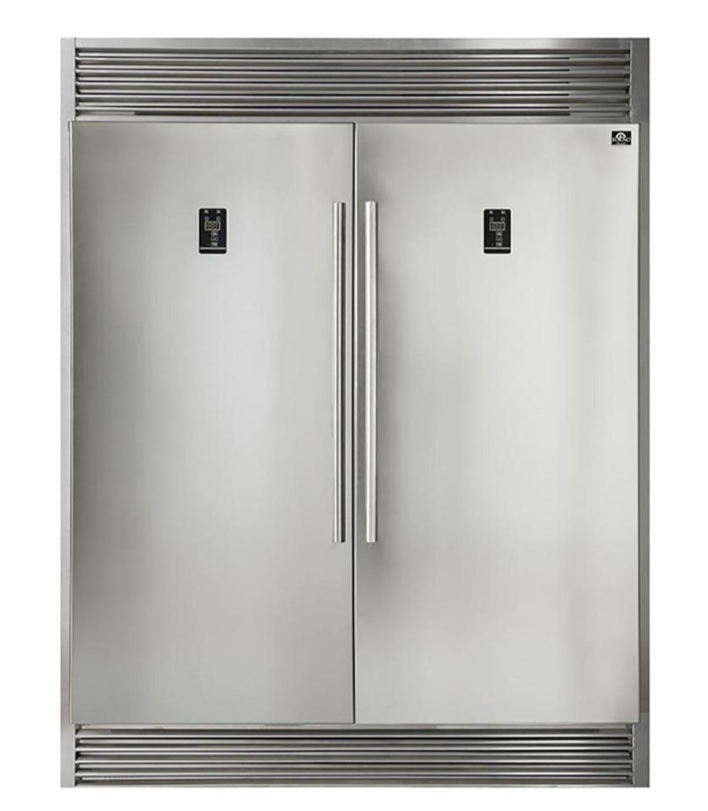 Forno 5-Piece Appliance Package - 48-Inch Dual Fuel Range, 60-Inch Pro-Style Refrigerator, Wall Mount Hood, 24-Inch Microwave Oven, & 3-Rack Dishwasher in Stainless Steel - APD5-6156-48-H-MWO