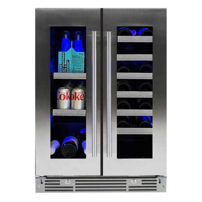 XO APPLIANCE XOU24BWDDGS 24" Beverage/Wine Double Door in Stainless Steel Glass in Stainless Steel - XOU24BWDDGS