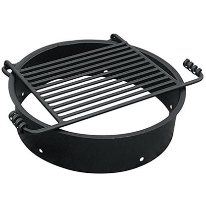 Pilot Rock 6 Pack 24” Steel Ground Fire Pit Rings & Metal Cooking Grates, Black - 415887