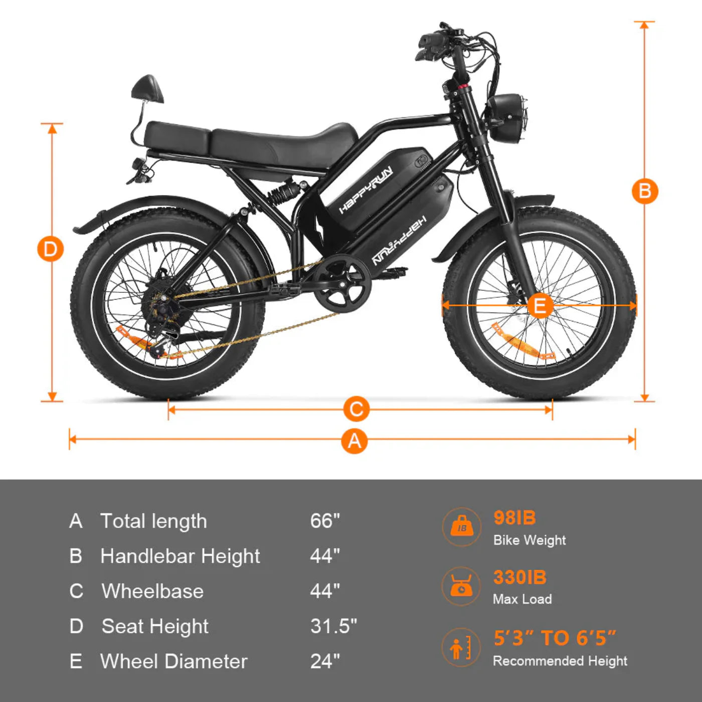 HappyRun G70 48V/38Ah 2000W Electric Cargo Bike