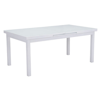 70.5" x 39.5" x 29.5" White, Tempered Glass, Aluminum, Dining Table - 364685