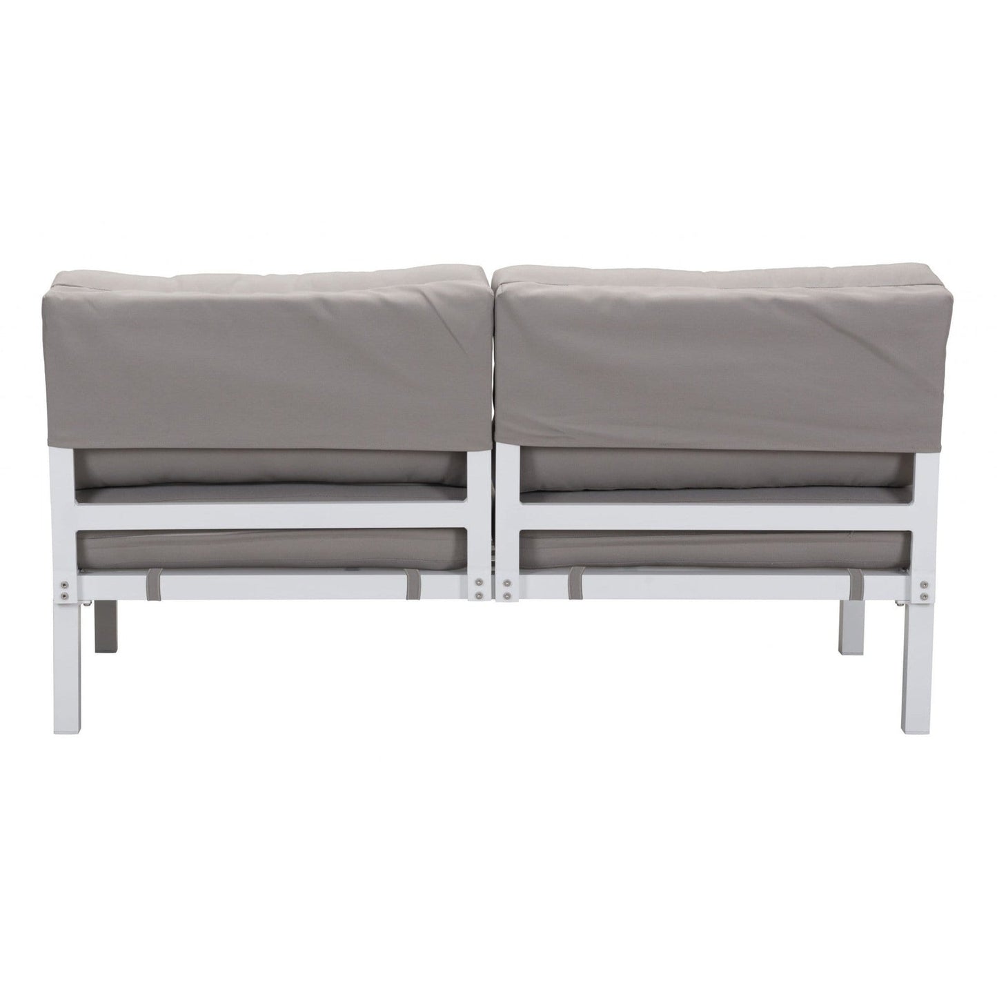 55.9" x 30.3" x 28.7" White & Gray, Polyresin, Powder Coated Aluminum, Loveseat - 364695