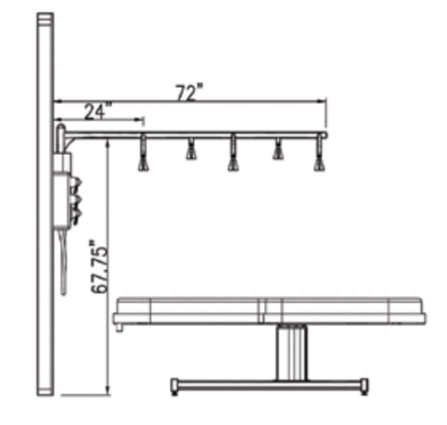 Touch America Stationary Neptune Wet Table and 8-Head Vichy Shower Deluxe Package - 82030+22003-0100