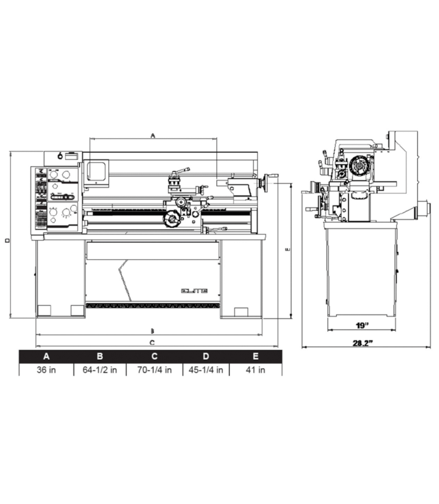 JET Elite Lathe E-1340VS with Taper Attachment and Collet Closer - JT9-892402