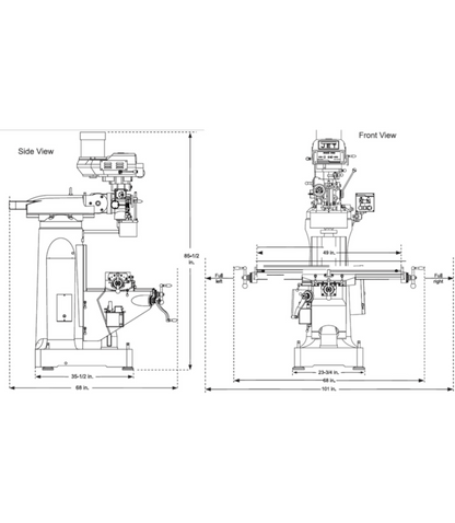 JET Elite EVS-949 Mill with 3-Axis Newall DP700 (Quill) DRO - JT9-894358