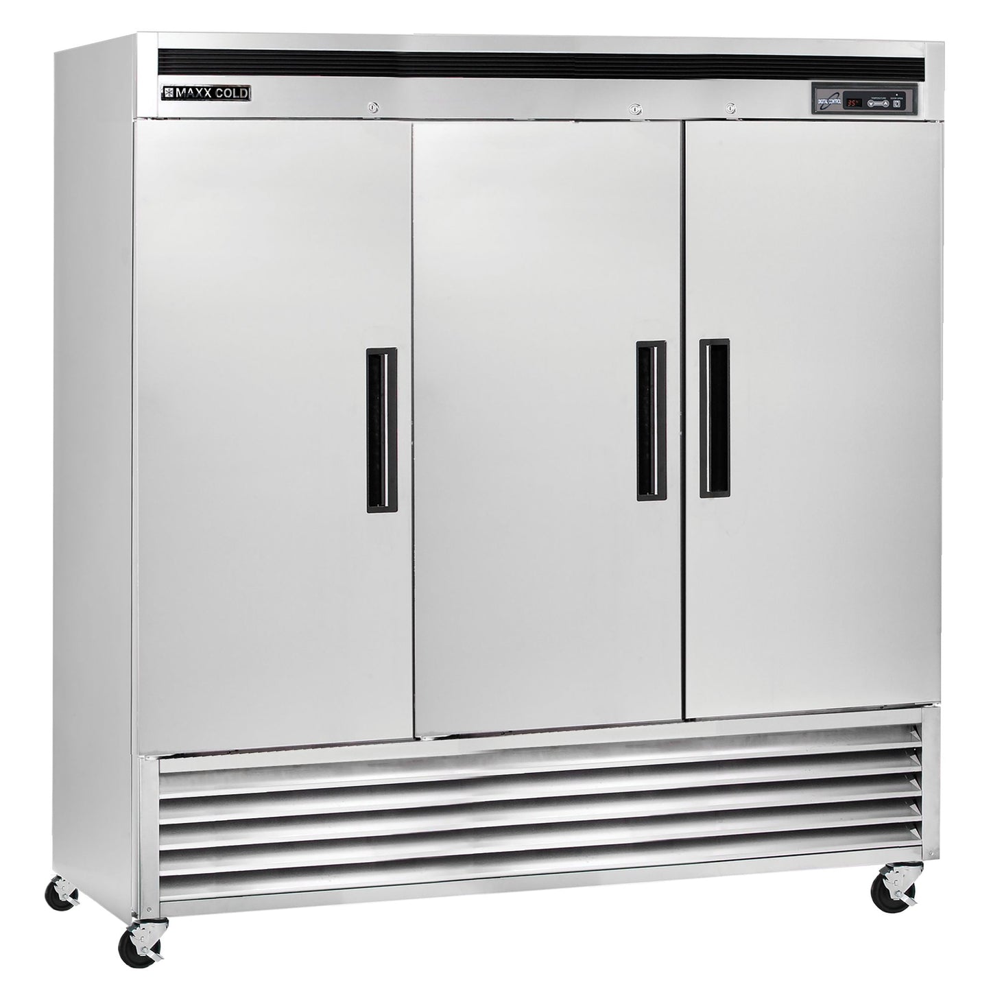 Maxx Cold Triple Door Reach-In Refrigerator, Bottom Mount, 81"W, 72 cu. ft. Storage Capacity, Energy Star Rated, in Stainless Steel -  MCR-72FDHC