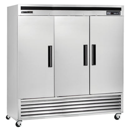 Maxx Cold Triple Door Reach-In Refrigerator, Bottom Mount, 81"W, 72 cu. ft. Storage Capacity, Energy Star Rated, in Stainless Steel -  MCR-72FDHC