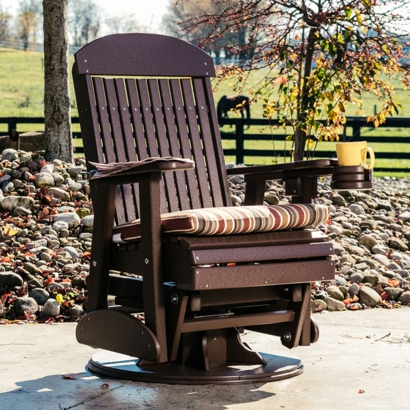 LuxCraft 2' Classic Highback Poly Swivel Glider Chair - 2SCPGBK