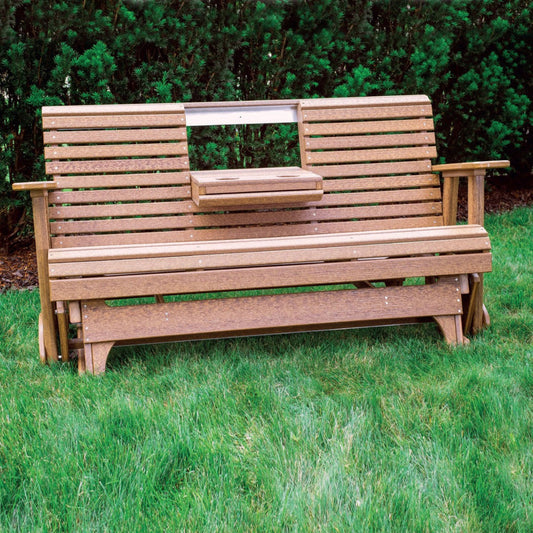 LuxCraft 5' Plain Poly Rollback Outdoor Glider Chair - 5PPGBK