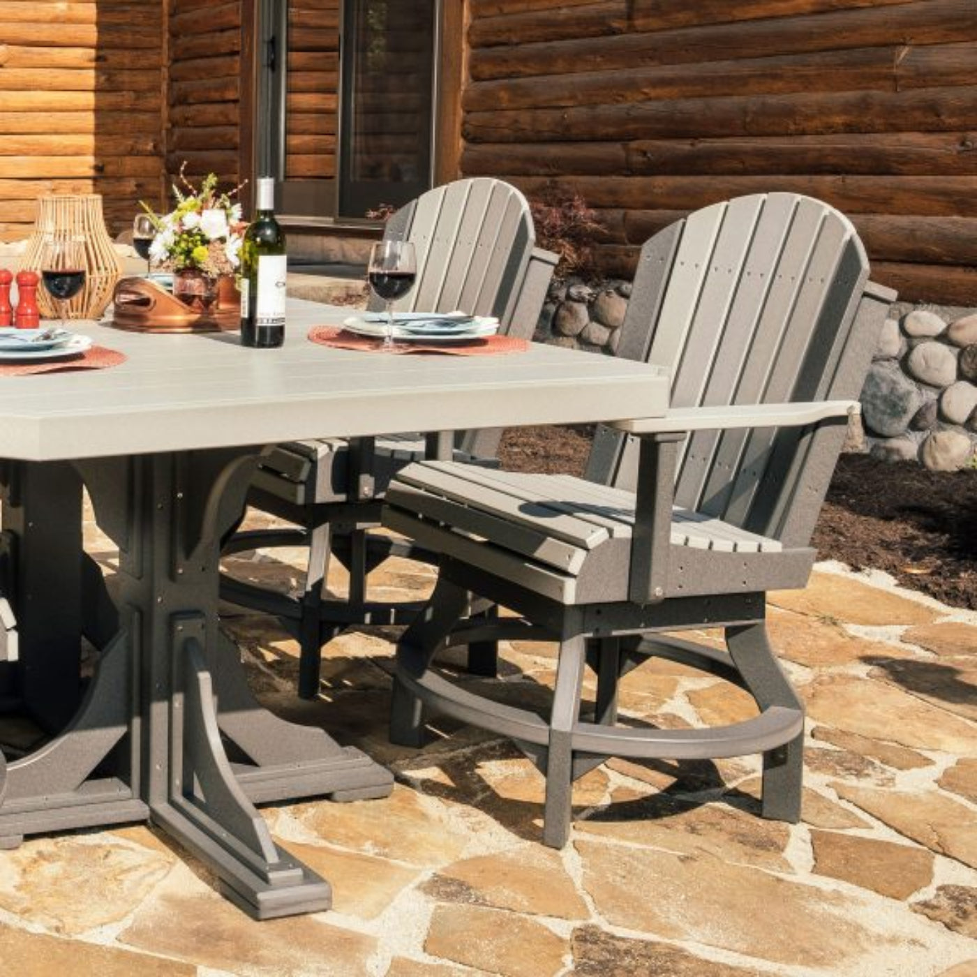 LuxCraft Adirondack Dining Height Poly Swivel Chair - PASCDBK