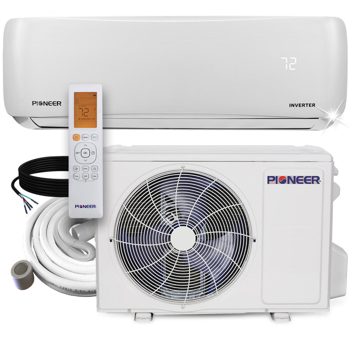 Pioneer EStar 24,000 BTU 21 SEER2 Ductless Mini-Split Inverter++ Energy-Star Air Conditioner Heat Pump System Full Set 230V - WYS024GMFI22RL-10