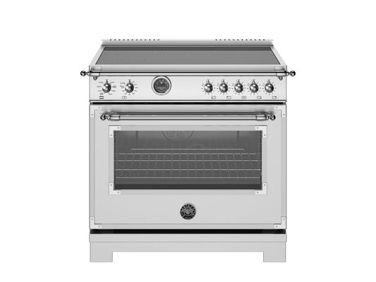BERTAZZONI HER365ICFEPXT 36 inch Induction Range, 5 Heating Zones and Cast Iron Griddle, Electric Self-Clean Oven in Stainless Steel - HER365ICFEPXT