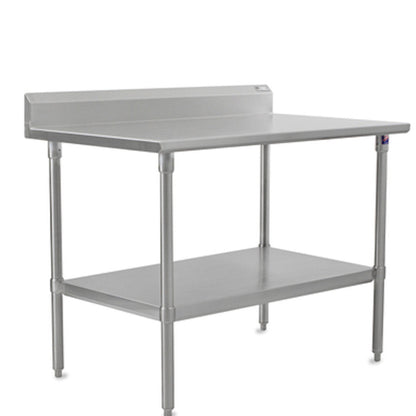 John Boos ST6R5-3060SSK 60" W x 30" D Stainless Steel Work Table, 5" Backsplash - JBST6R53060SSK