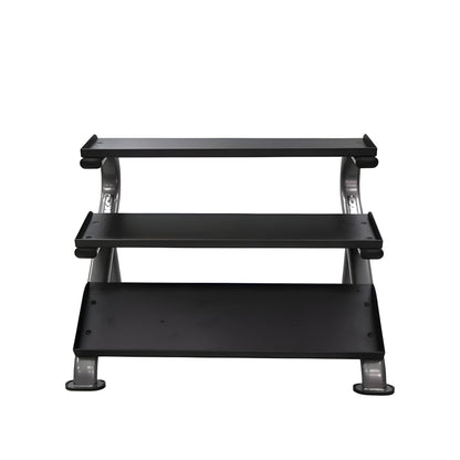 TKO Rubber Hex Dumbbell Set with 3-Tier Horizontal Rack - S890-SXRE15